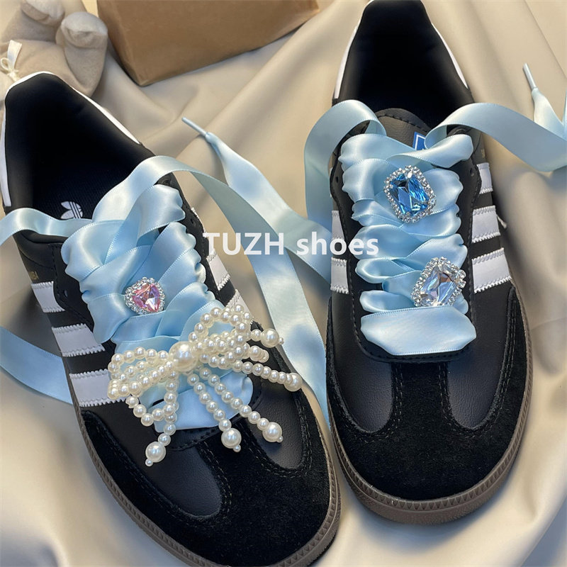 温柔宝石钻石鞋扣ins韩国配饰珍珠蝴蝶结鞋花配件德训鞋板鞋装饰