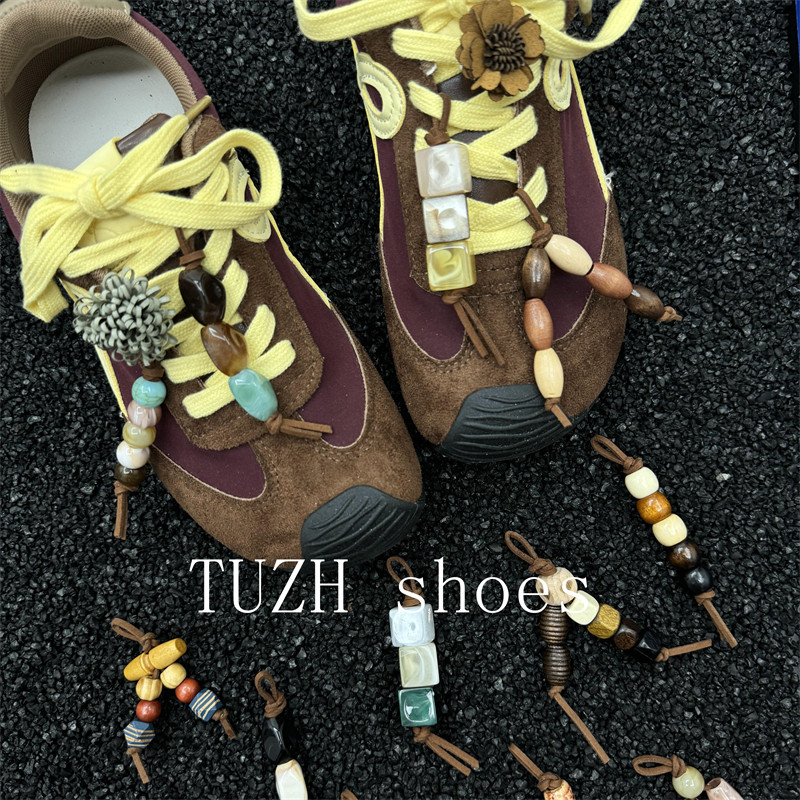 原创复古鞋面配饰袋鼠穆勒乐福鞋鞋花diy串珠木珠挂饰美拉德装饰