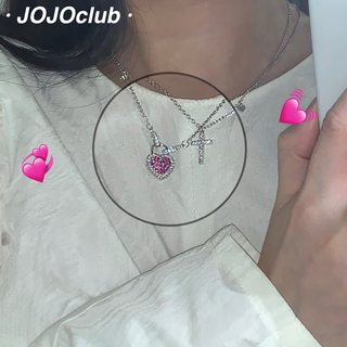 JOJOclub-自制925镀银简约ins十字架镶钻爱心星星项链锁骨链