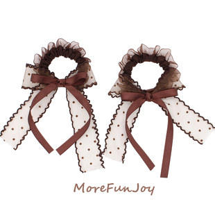 可可棕~猫妃季初秋巧克力色蝴蝶结发绳双马尾皮筋发夹边夹双马尾