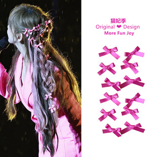 王心凌同款玫粉色迷你小蝴蝶结发夹刘海边夹芭蕾风发饰后脑勺夏新