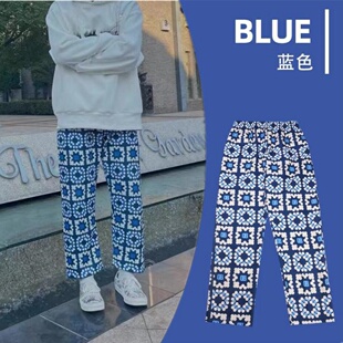 孟博龙同款卡通彩绘裤子国潮宽松直筒篮球训练长裤体育生运动卫裤