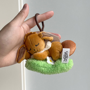 宝可梦正版伊布毛绒钥匙扣卡通可爱情侣包包挂件公仔小玩偶包挂饰