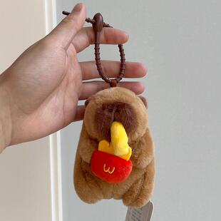 正版拉线薯条卡皮巴拉毛绒挂件公仔玩偶情侣包包挂饰女生书包配饰
