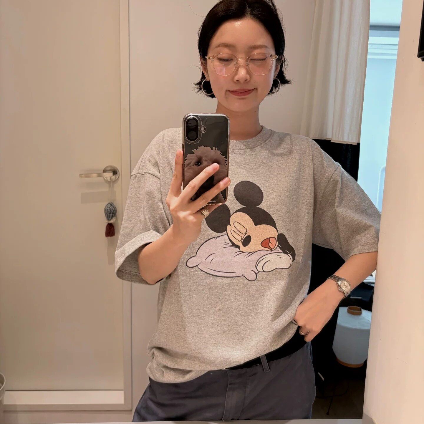 韩系小众可爱卡通米奇印花短袖T恤女夏季宽松休闲显瘦纯棉上衣女
