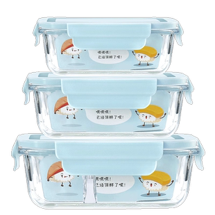 玻璃保鲜盒微波炉加热饭盒学生上班族带饭餐盒大号分隔水果便当盒