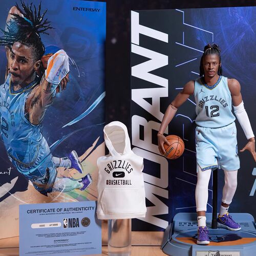 ENTERBAY贾·莫兰特蜡像级1/6可动人偶NBA灰熊队求熊手办潮玩摆件