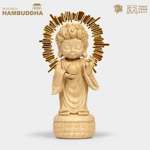ZCWO 配色潮玩手辦擺件禮物潮流玩具 TIKKA漢堡如來佛木質(zhì)涂裝