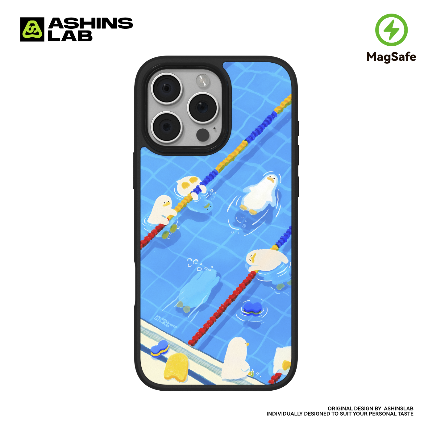 清凉一下鸭 适用iPhone15Pro手机壳MagSafe磁吸苹果16ProMax大孔黑边磨砂13p软边小众不撞壳14可爱趣味小鸭