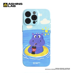 度假 适用苹果17ProMax软壳iPhone16华为mate70p精孔磨砂小米15p小众不撞壳14全包P60趣味可爱夏天防摔 河马