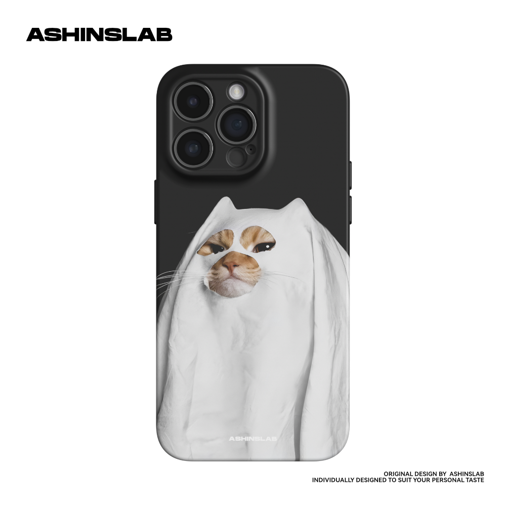 幽灵猫驾到 适用苹果16ProMax软壳iPhone15华为mate70精孔软壳小米14p小众不撞壳13全包P50趣味可爱磨砂防摔