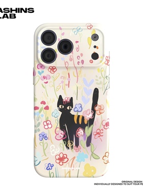 花丛中的猫 适用苹果17ProMax软壳iPhone16华为mate60精孔磨砂小米14p小众不撞壳14plus全包P40防摔13艺术P70
