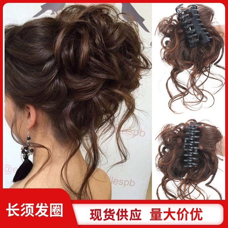 厂家批发假发发圈盘发假发包蓬松自然慵懒长须发包仿真丸子头女
