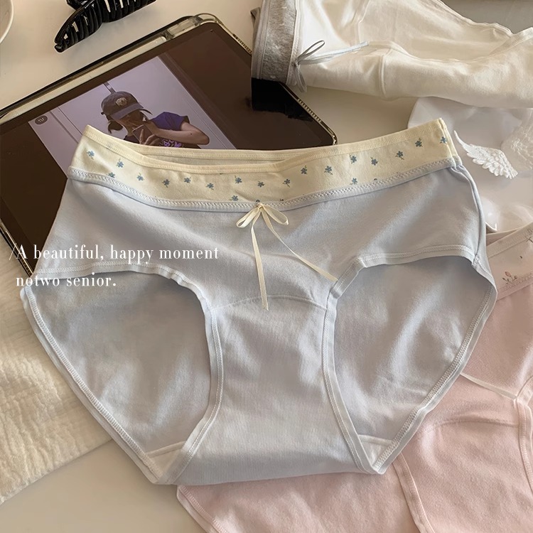 10A加长整裤抑菌女生内裤女档撞色拼接中腰包臀不夹臀夏薄款三角