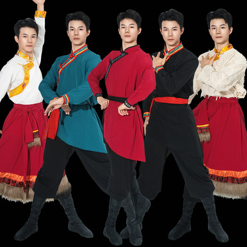 蒙古服装男蒙族成人藏族民族风筷子舞蹈服现代男士少数民族演出服