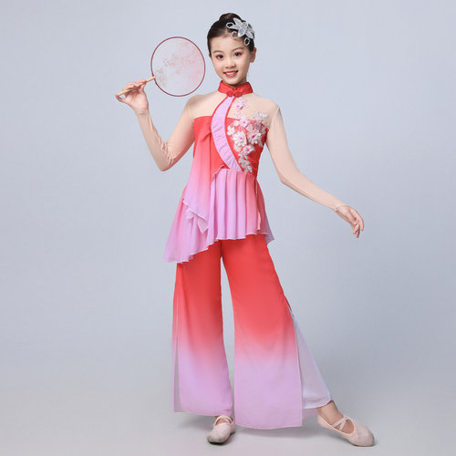 儿童古典舞演出服飘逸民族舞伞舞中国风女童扇子舞练功服表演服装