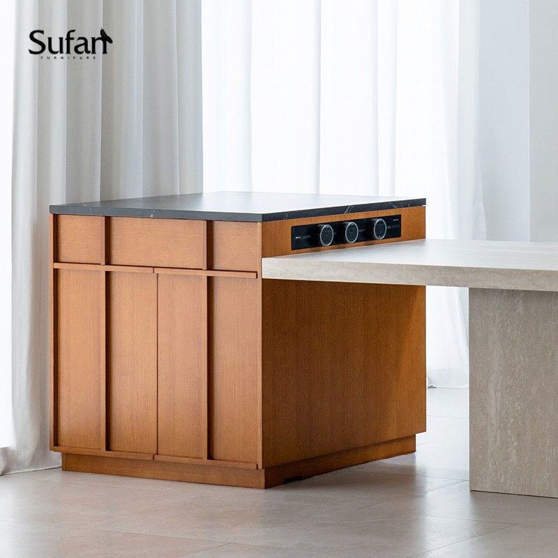 舒梵帕尔复古色岛台/岩板实木骨格线北欧中古风储物餐边柜桌一体,住宅家具,岛台,淘宝优惠券,粉丝福利购,淘宝优惠卷