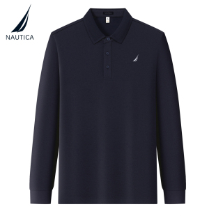 NAUTICA/诺帝卡男装秋冬加肥加大胖子大码纯色长袖T恤休闲POLO衫