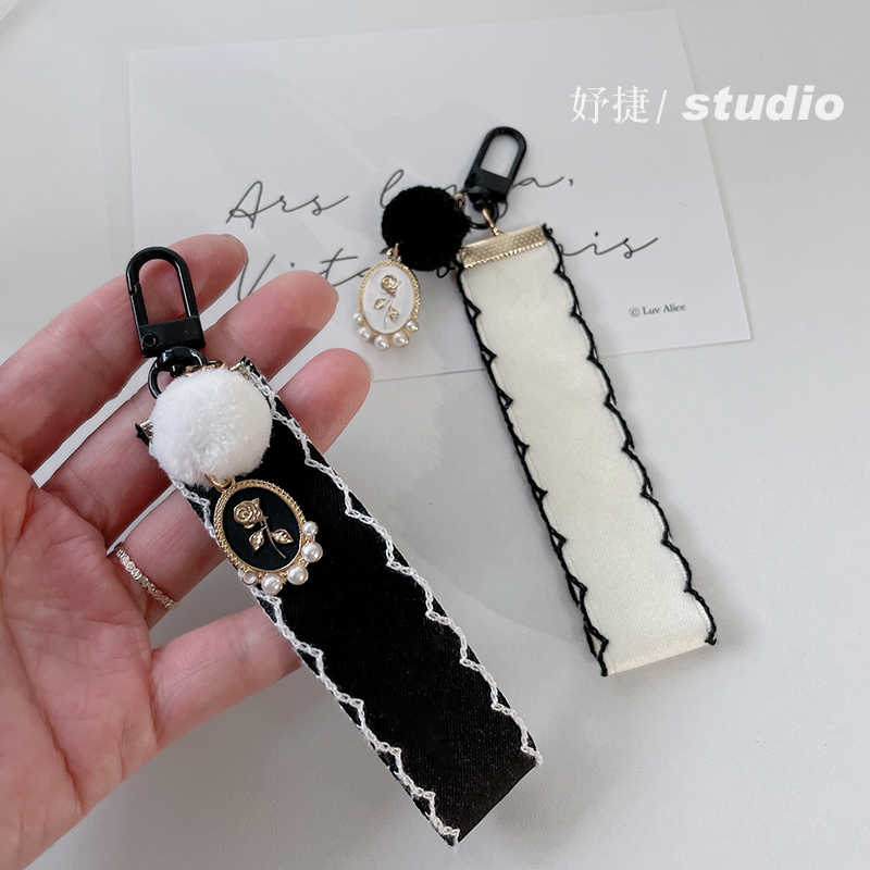 妤捷手机挂绳小香风花边