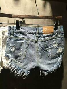 poon潮毛边超短热裤 teas ONE原女欧洲站FP性感中低腰破洞牛仔短裤