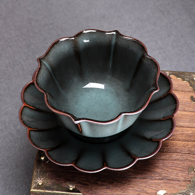 御茗青瓷茶杯冰裂纹铁胎主人品茗杯陶瓷功夫茶具纯手工单杯小茶杯