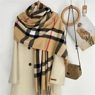 英伦格子围巾高级感经典格纹男款仿羊绒羊毛围巾披肩女款2025秋冬