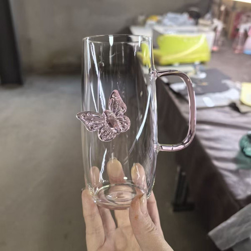 高硼硅玻璃杯绿茶杯果汁杯牛奶杯蝴蝶杯办公室家用花茶杯果汁杯