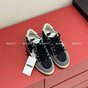 26s黑色星星亮片做旧小脏鞋 BVKV 27闪闪发光 内女 平底板鞋