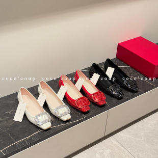 新品 经典 水钻方扣平底浅口单鞋 26FW BVKV复古芭蕾