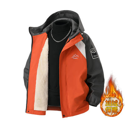 男士秋冬季连帽夹克冲锋衣外套