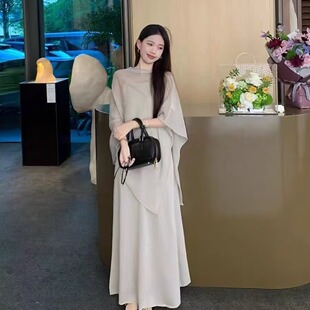 松弛感慵懒气质休闲套装女夏不规则防晒罩衫披肩吊带连衣裙两件套