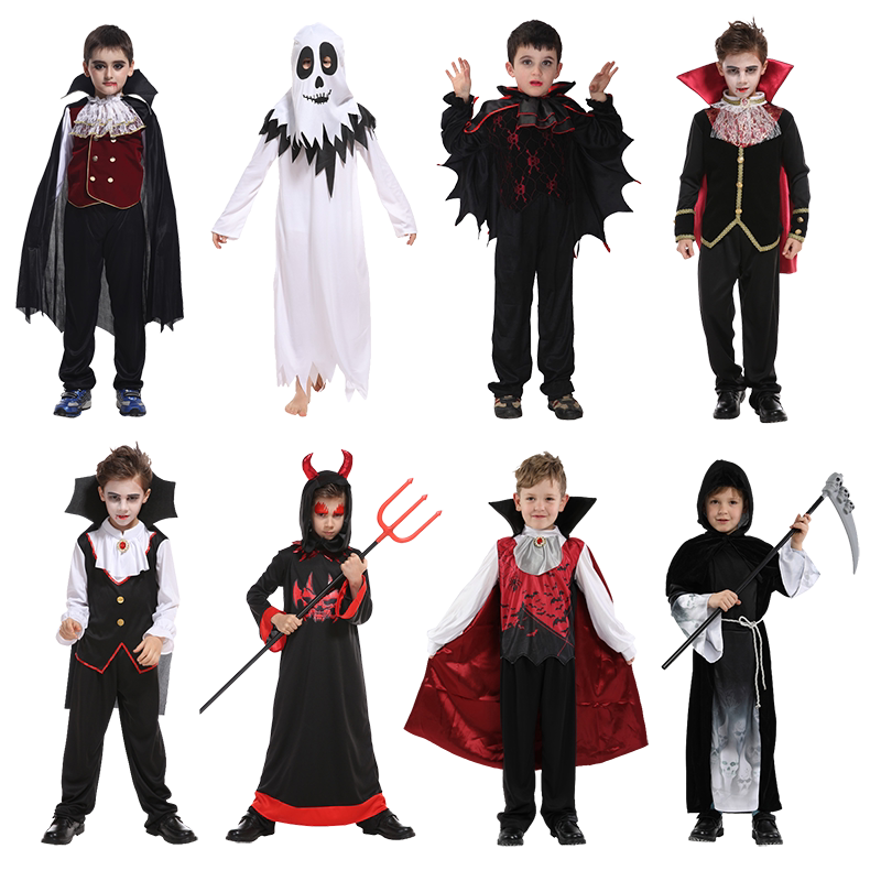 万圣节儿童吸血鬼服装男童男孩舞会COS服饰演出死神幽灵恶魔衣服
