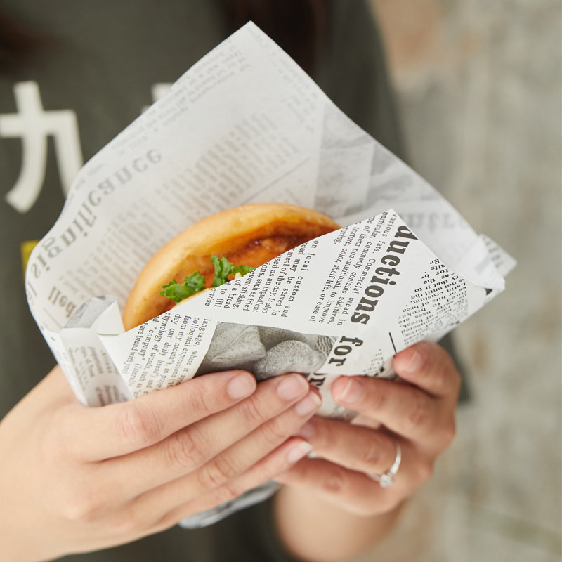 食品防油纸袋三角袋三明治甜甜圈吐司面包即吃手抓饼牛皮纸随手包