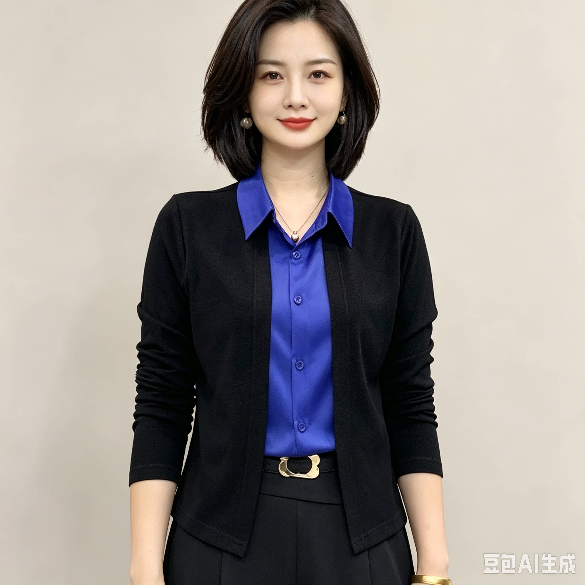 高档秋季新款翻领假两件衬衫设计衬衫