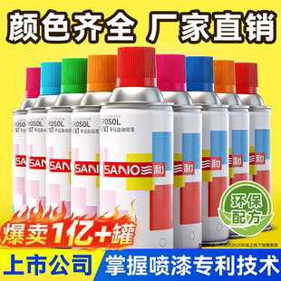 三和自喷漆手摇自动喷漆汽车墙面涂鸦家具黑色白色防锈金属油漆