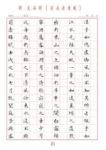 A023硬笔临古文征明琴赋 醉翁亭记临摹书法用纸24页 前后赤壁赋