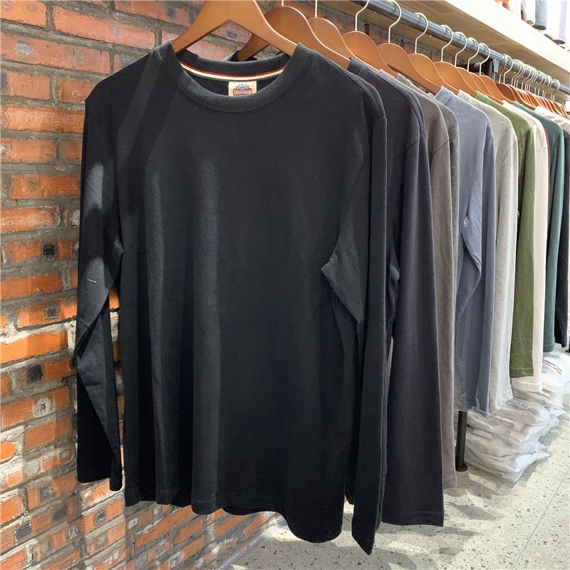 纯棉男宽松长袖打底衫休闲t恤