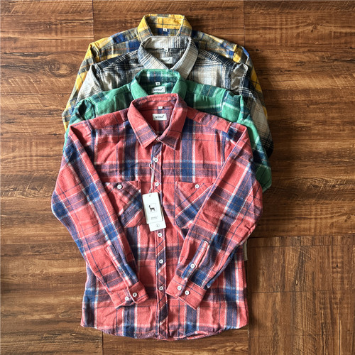 加厚磨毛格子衬衫修身衬衣日系