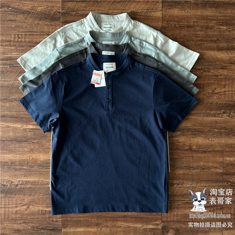日系亨利衫男宽松大码短袖纯棉基础款半袖夏季t恤休闲百搭上衣潮
