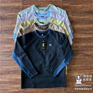 圆领休闲上衣宽松百搭长袖 男女款 t恤秋 情侣打底衫 日系撞色拼接袖