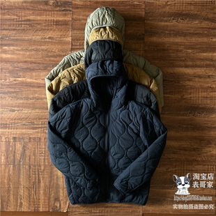 日系休闲连帽棉服轻量柔软男女同款简约秋冬修身外套经典款棉衣潮