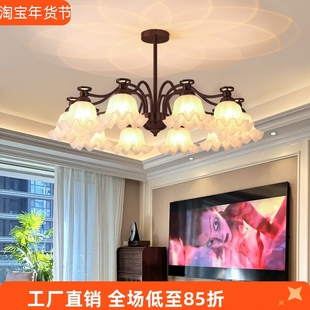 美式复古客厅吊灯新款法式中古风餐厅卧室灯具轻奢高级感大厅主灯