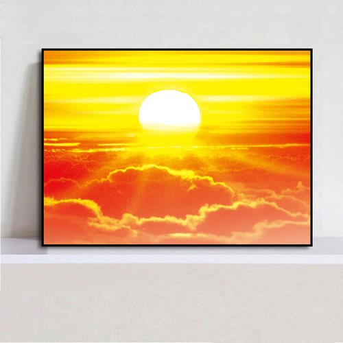 旭日东升装饰画客厅挂画卧室壁画镇宅风水画红太阳风景画鸿运当头