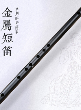 金属短笛无膜孔黑色笛子横笛古风初学成人入门专业演奏铝合金铁笛