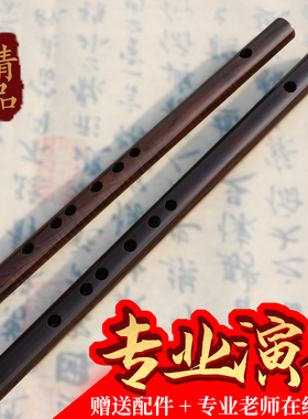 楚吟 无膜孔 红木小笛子竹笛高档实木短笛横笛成人初学古风小乐器
