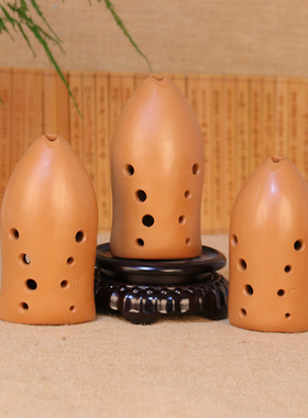 楚吟 大鱼埙 乐器十孔 专业特制红陶双腔素色勋古风陶埙考级EFG调