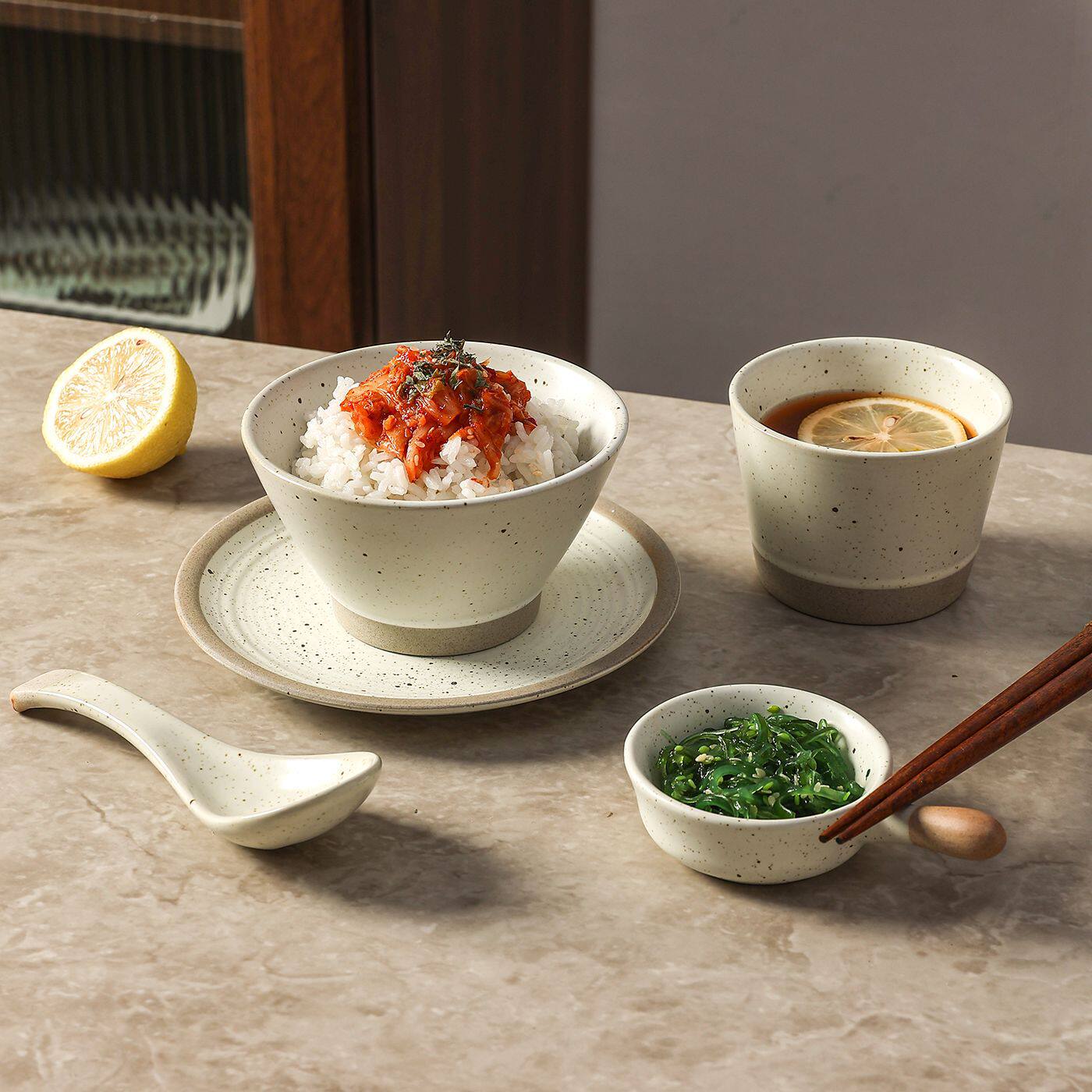 日式陶瓷碗碟勺一人食瓷器简约盘家用套装米饭碗汤碗茶杯餐具组合