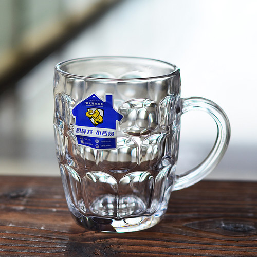 钢化玻璃杯茶杯带把防摔待客扎啤
