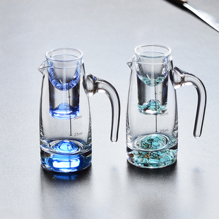 蓝冰山水晶玻璃白酒杯套装刻度分酒器酒壶具家用绿松石烈酒一口杯