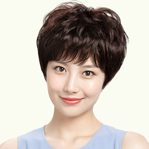 妈妈款全手织无痕短发全真发假发